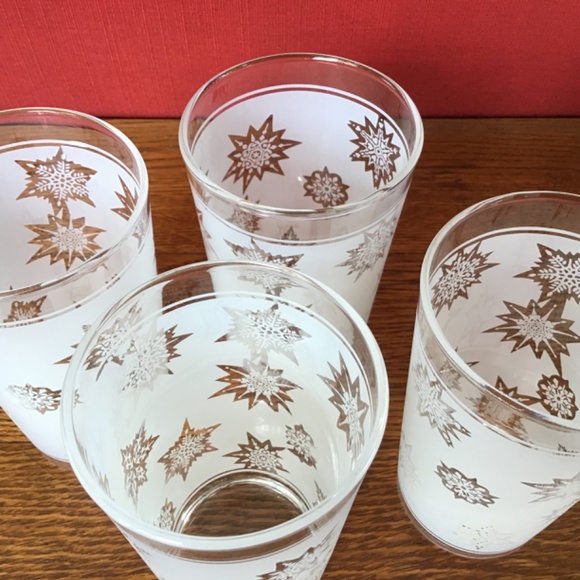 Vintage Federal Glass Frosted Atomic Snowflake Tumblers Set of 4 EUC - Picture 10 of 13